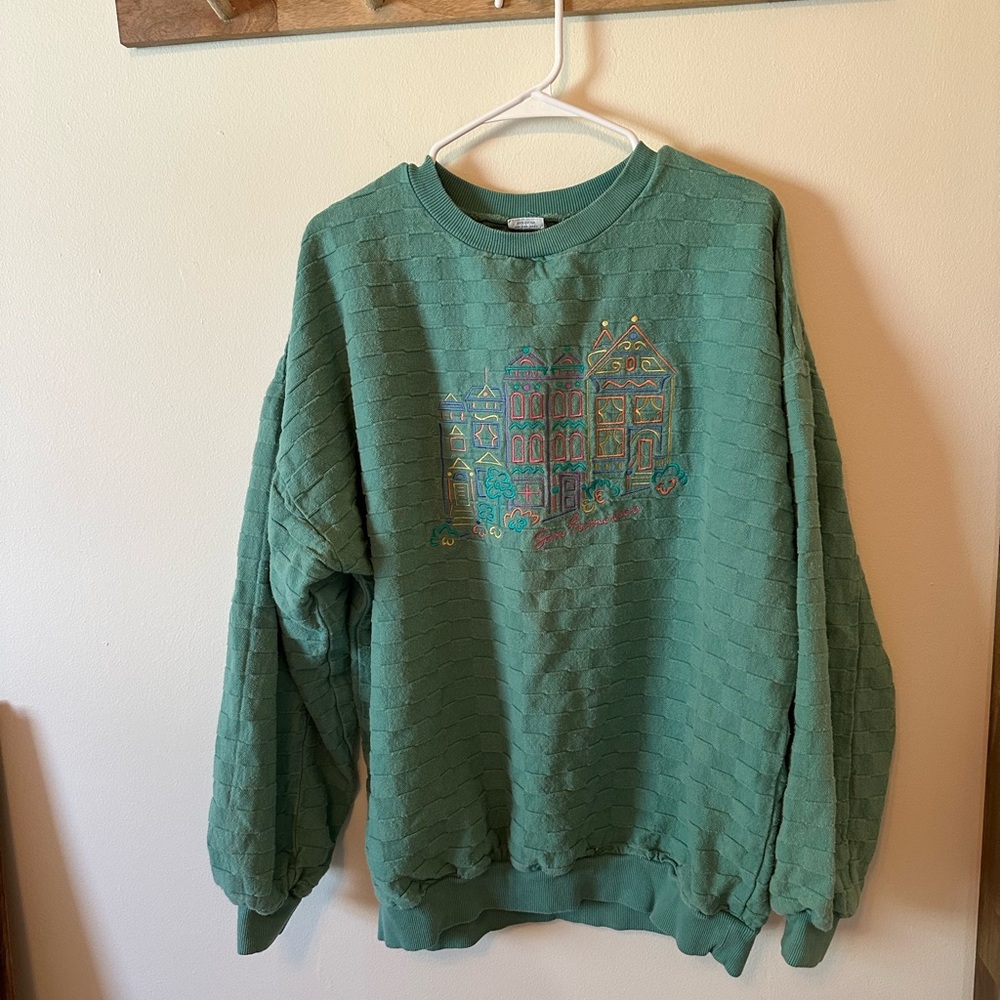 Vintage Green textured Crewneck Sweater